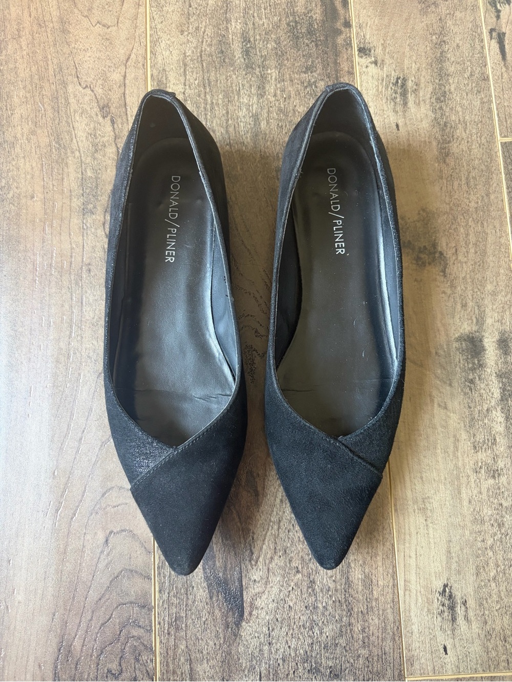 Donald J. Pliner Black Suede Pointed Ballet Flats